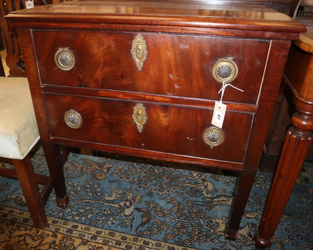 A 19th century Continental mahogany chest, W.76cm, D.45cm, H.77cm